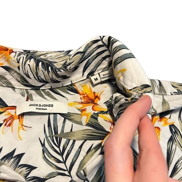 JACK & JONES Premium Revere Collar Floral Print Shirt Size M - Picture 5 of 8